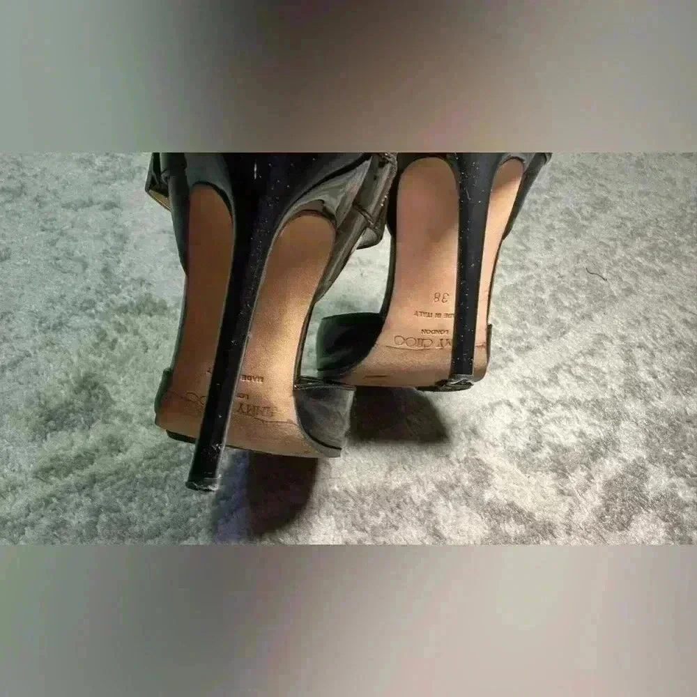 Jimmy Choo Peep Toe Pumps with Gold Buckle - size 38 - Picture 4 of 6